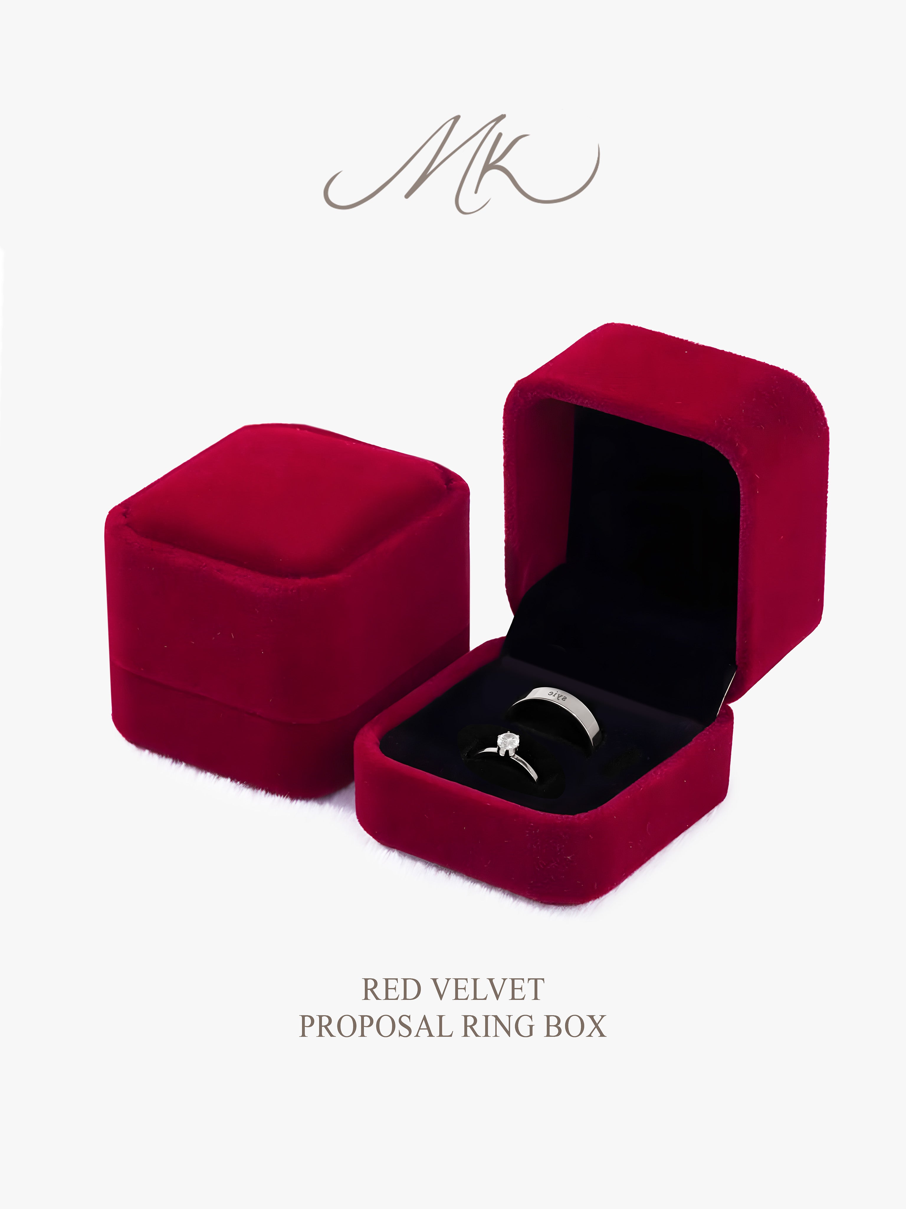 Red Velvet Proposal Box - Double Ring Slots