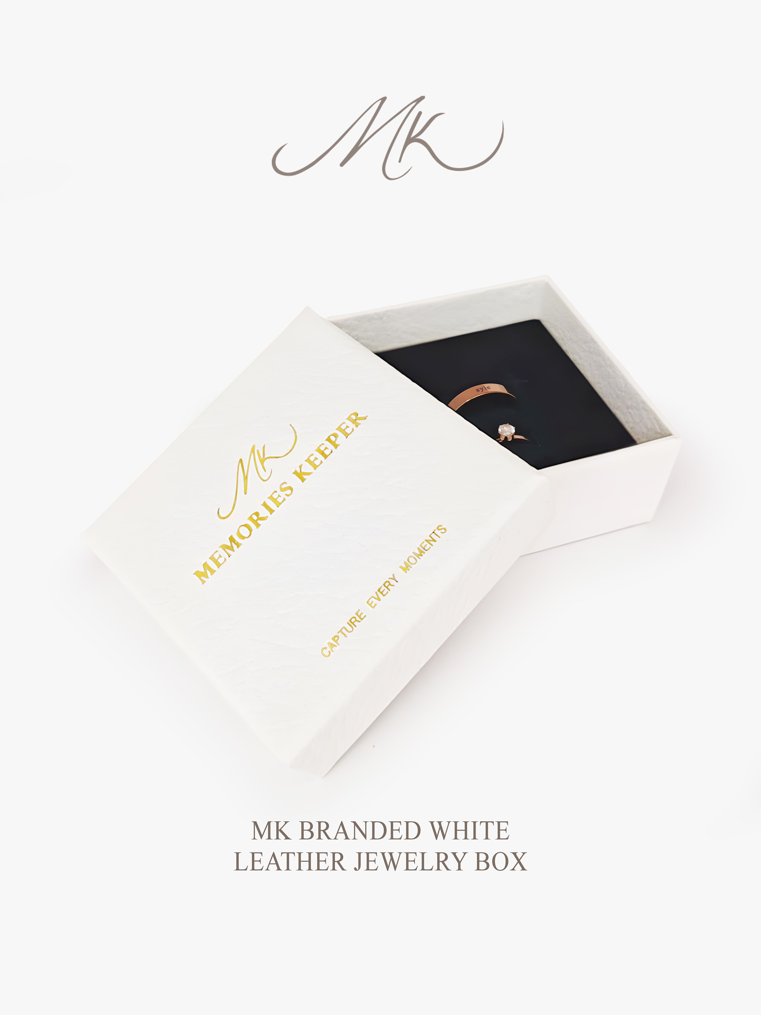 MK Branded White Leather Jewelry Box