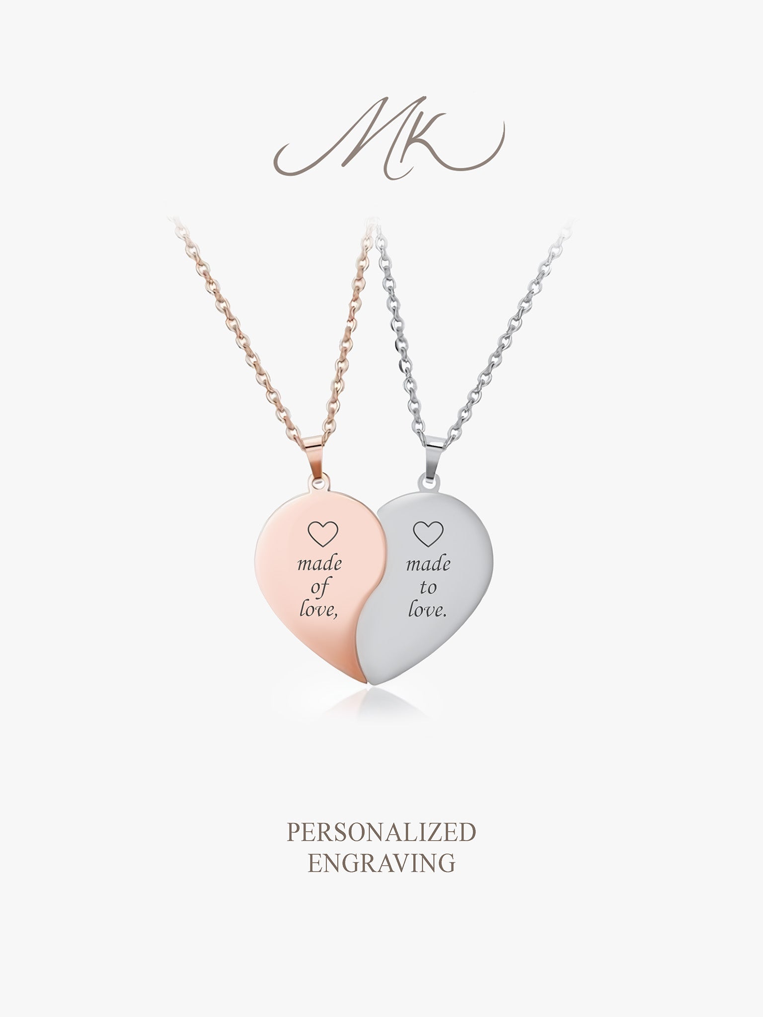 Heart Link Necklace [ENGRAVABLE]