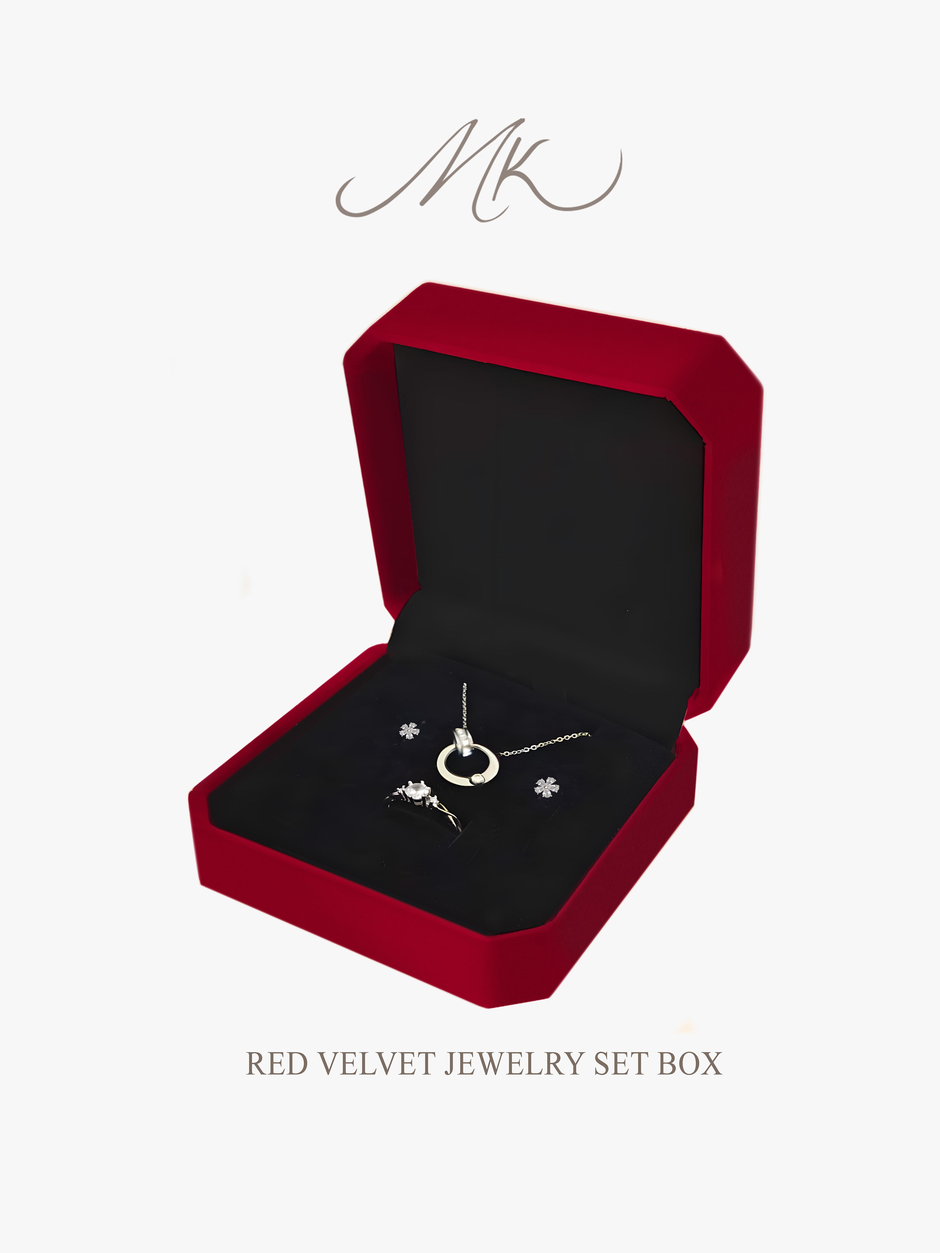 Red Velvet Jewelry Set Box