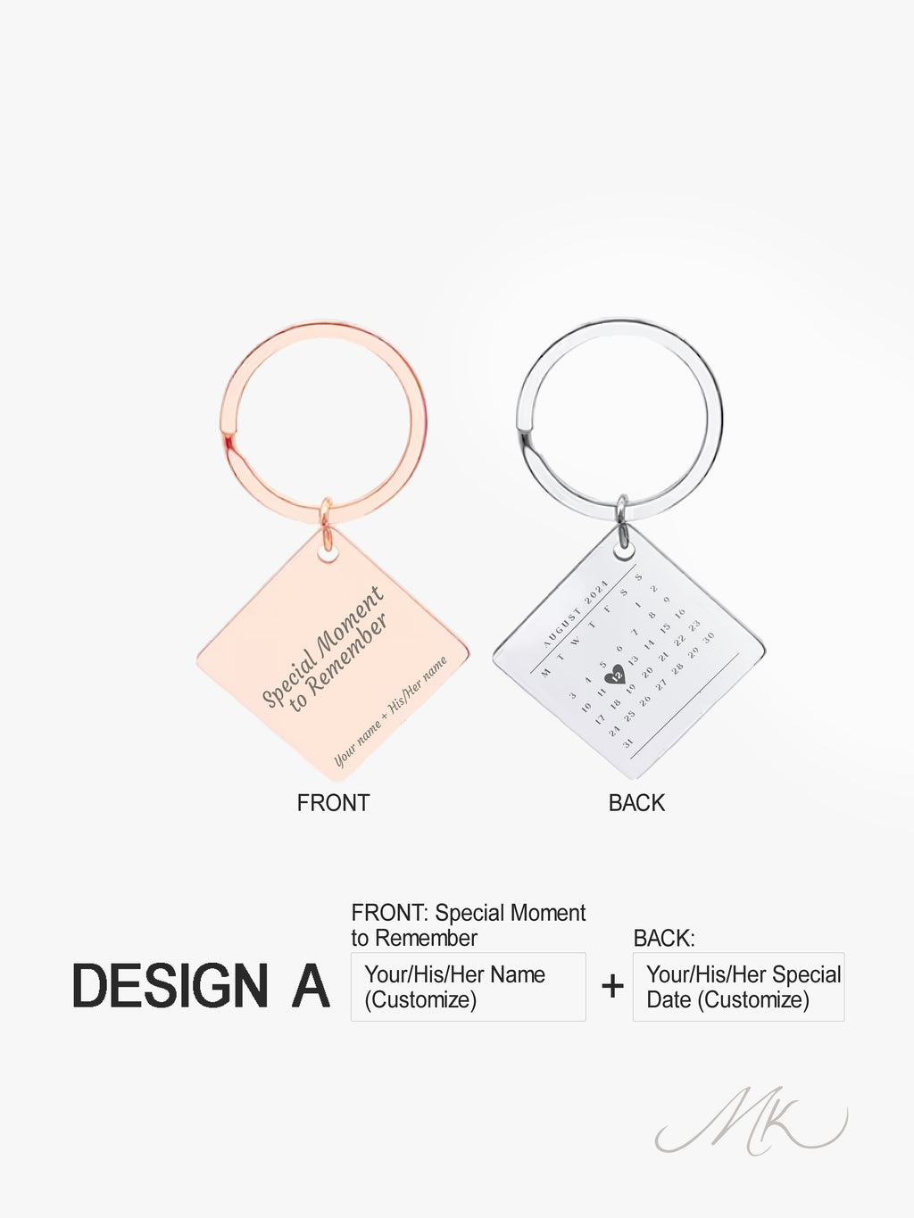 Classic Square Metal Keychain [ENGRAVABLE]