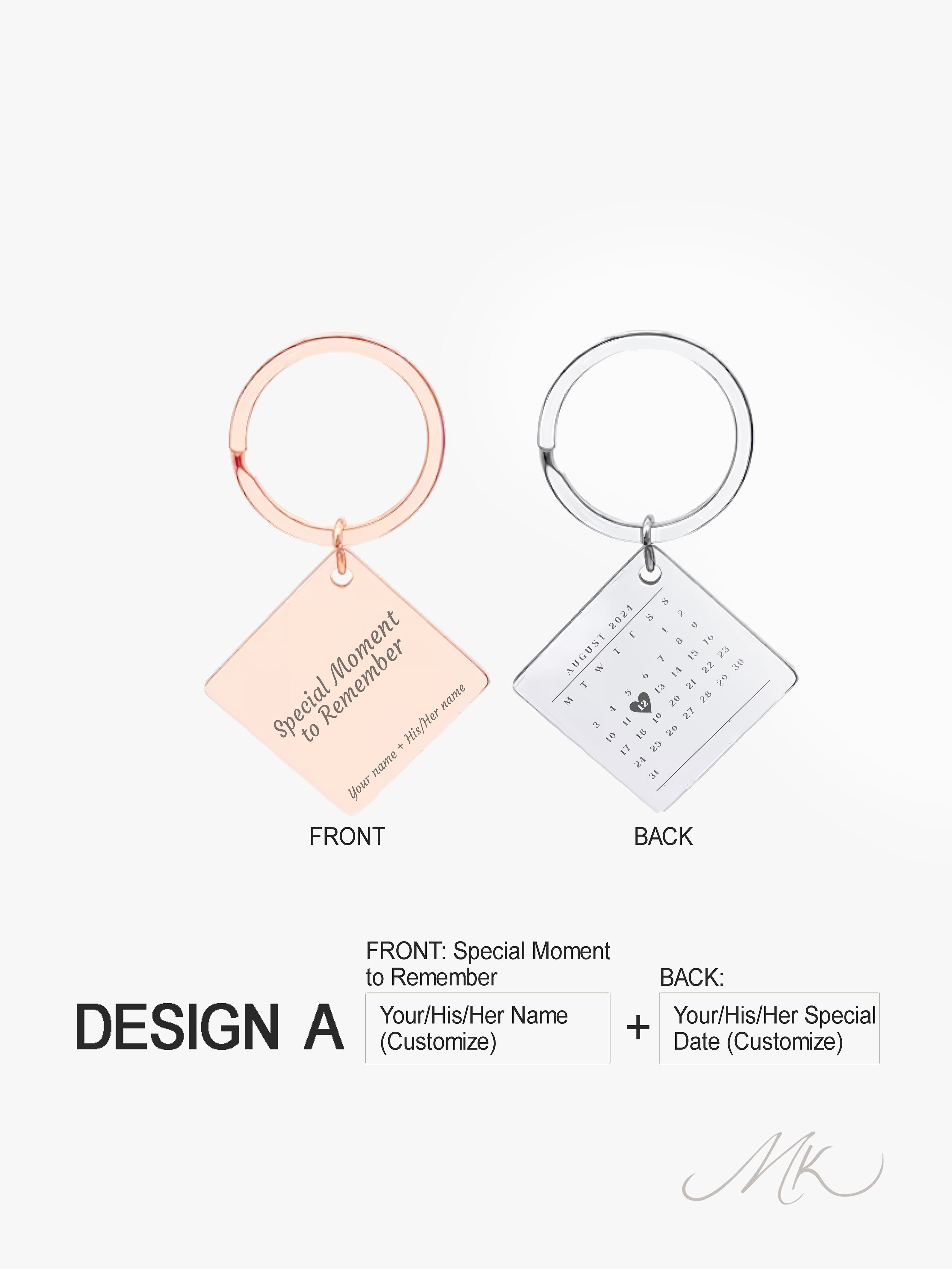 Classic Square Metal Keychain [ENGRAVABLE]