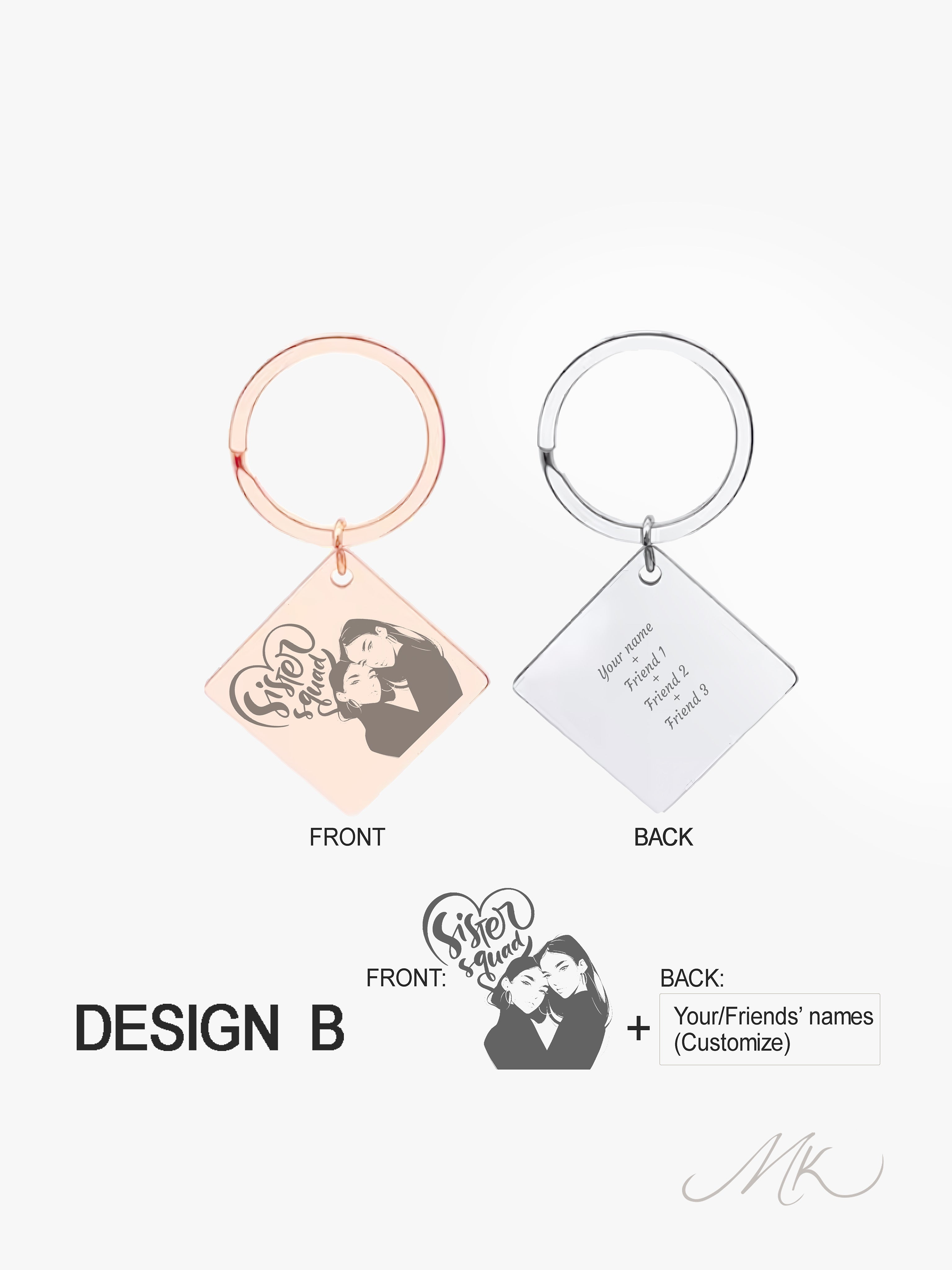 Classic Square Metal Keychain [ENGRAVABLE]