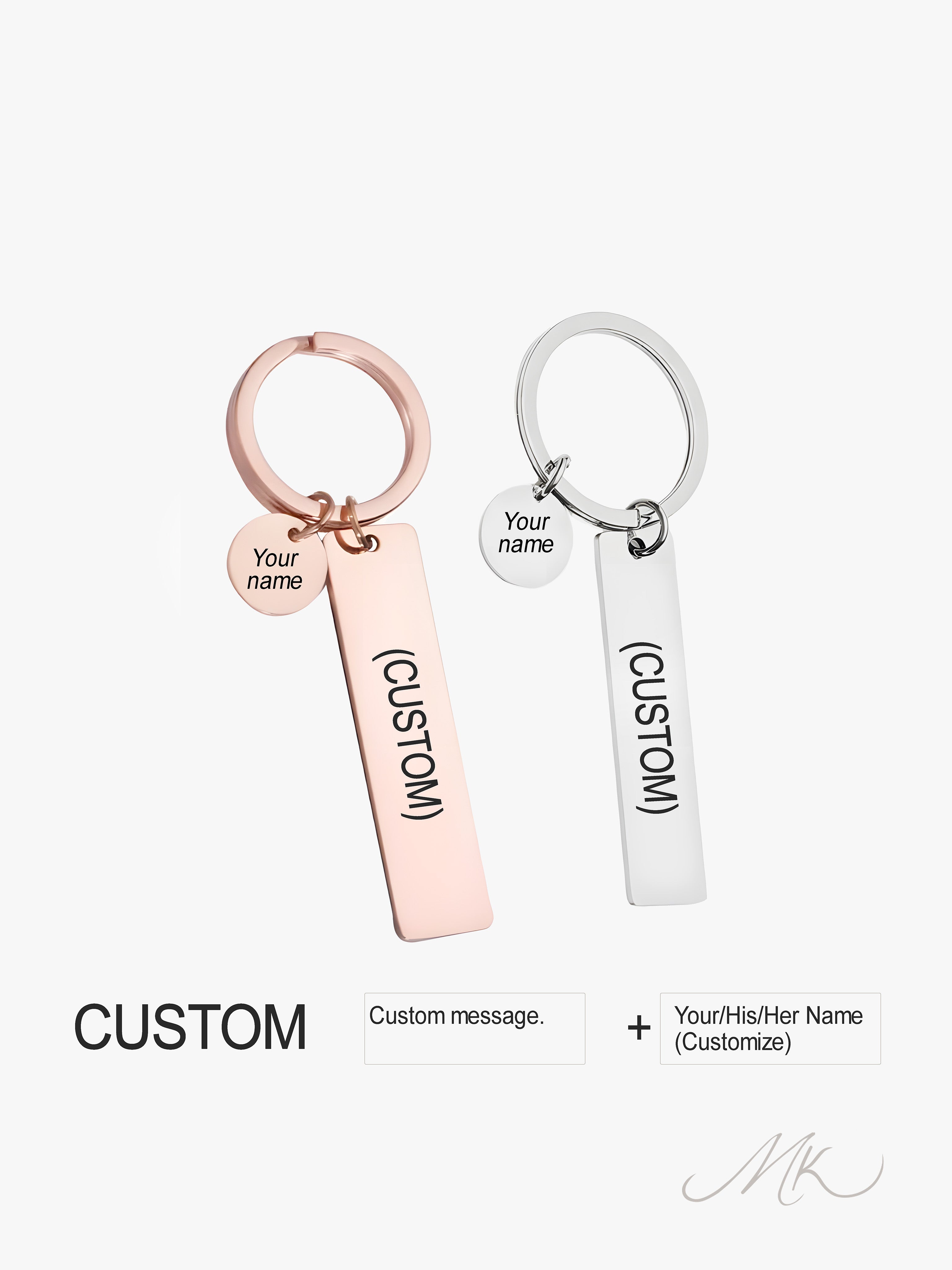 Bar-Shaped Metal Keychain [ENGRAVABLE]