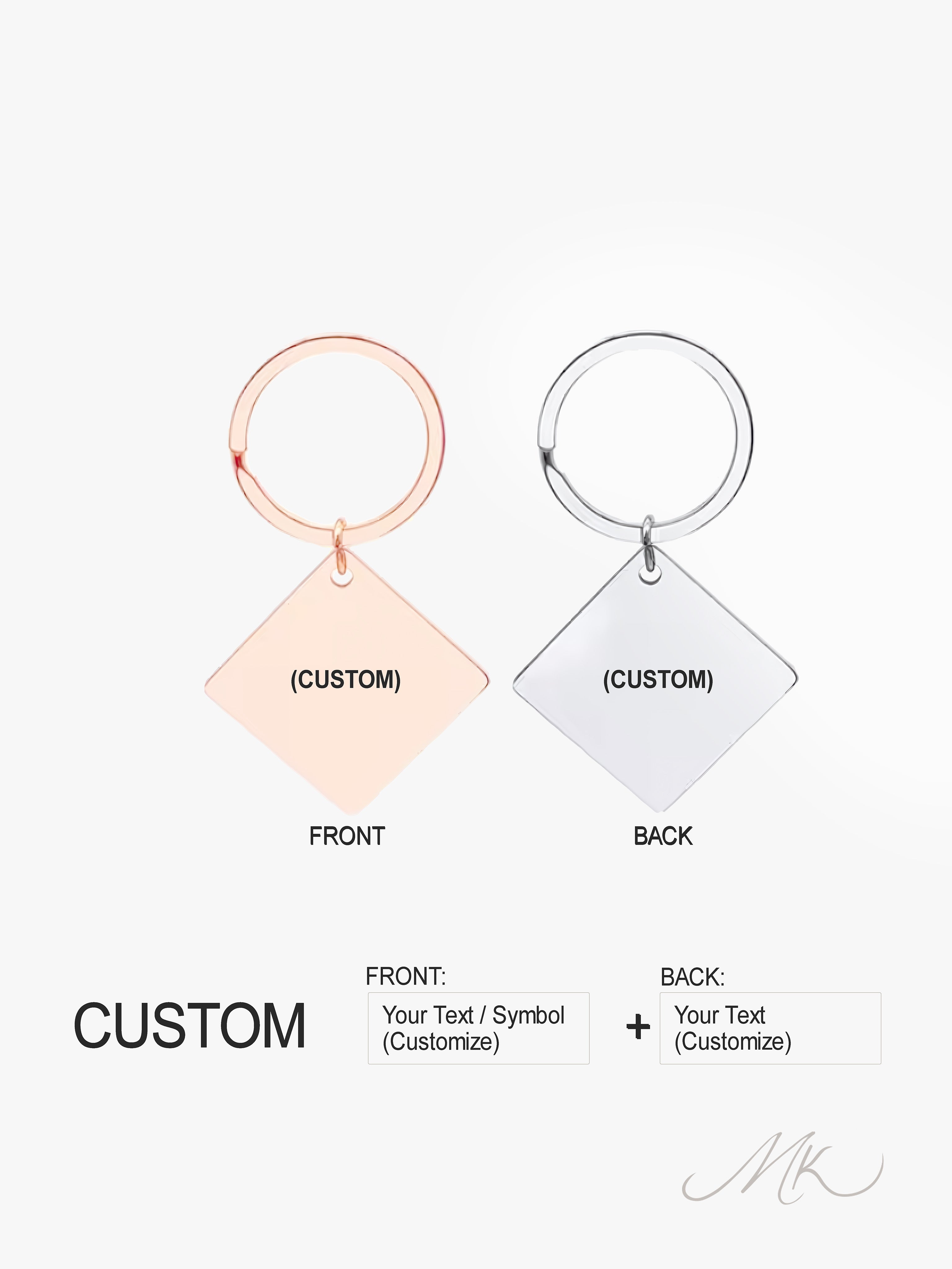 Classic Square Metal Keychain [ENGRAVABLE]