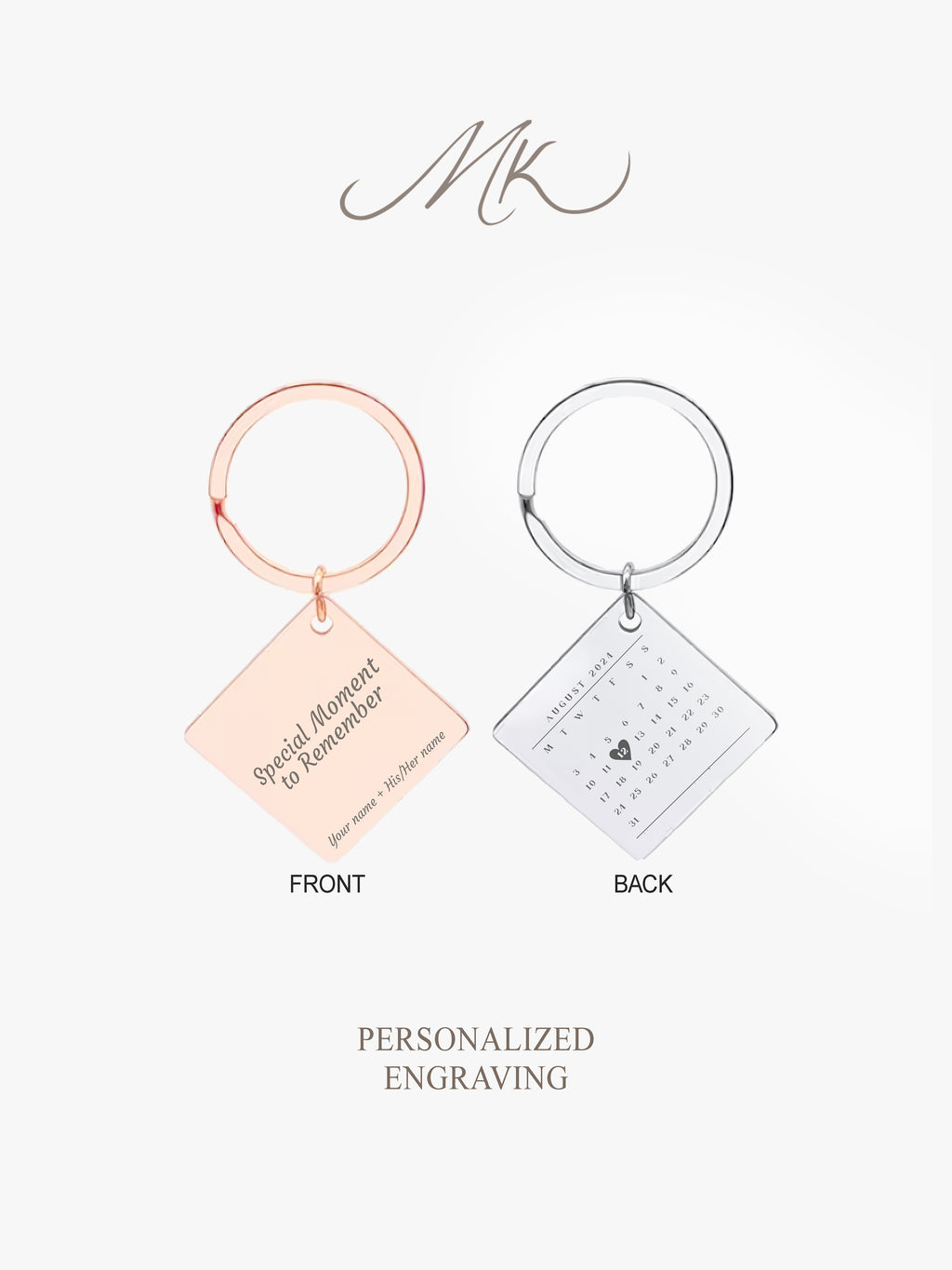 Classic Square Metal Keychain [ENGRAVABLE]