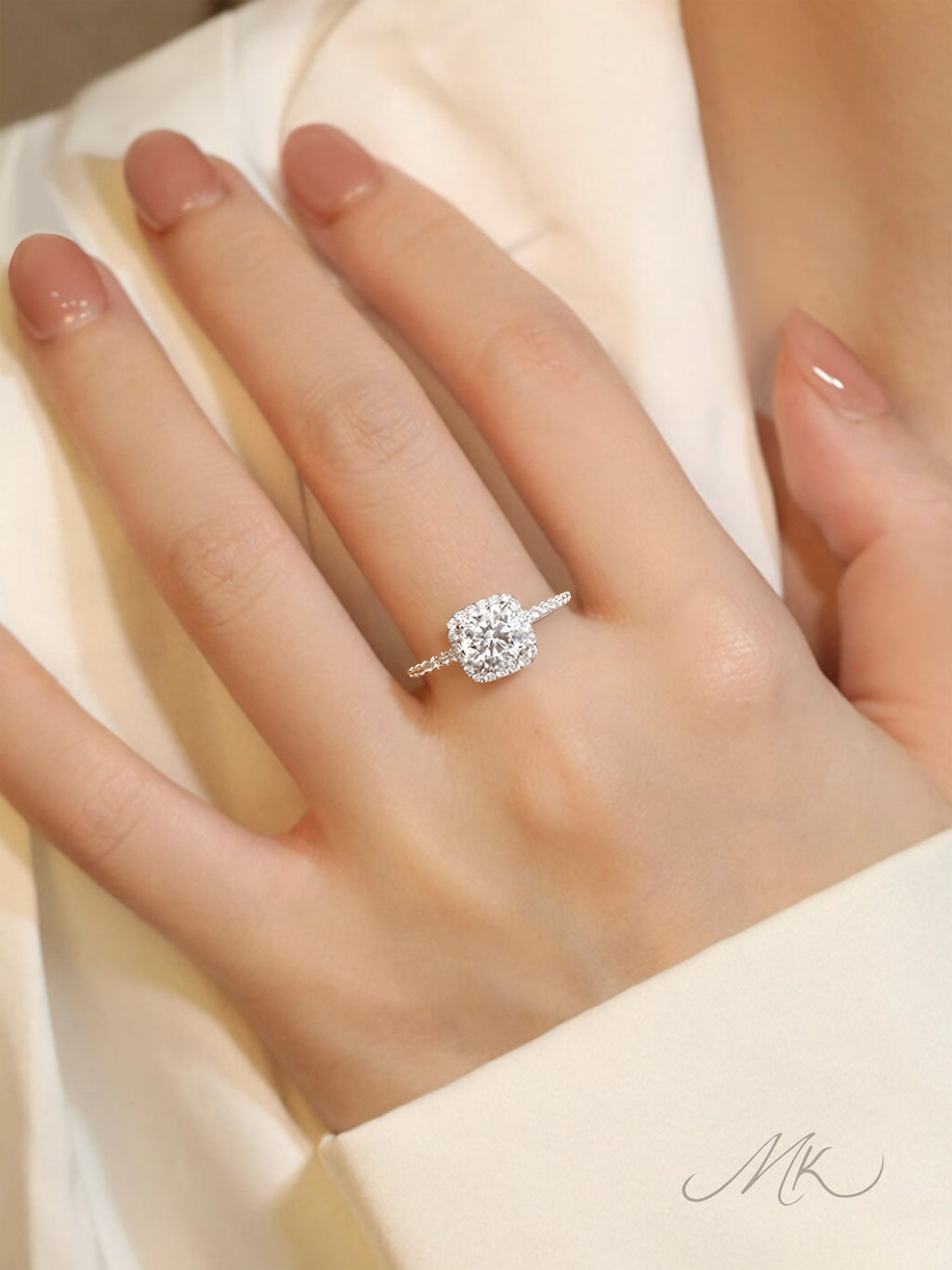 Sephrona Square Halo Ring [ENGRAVABLE]