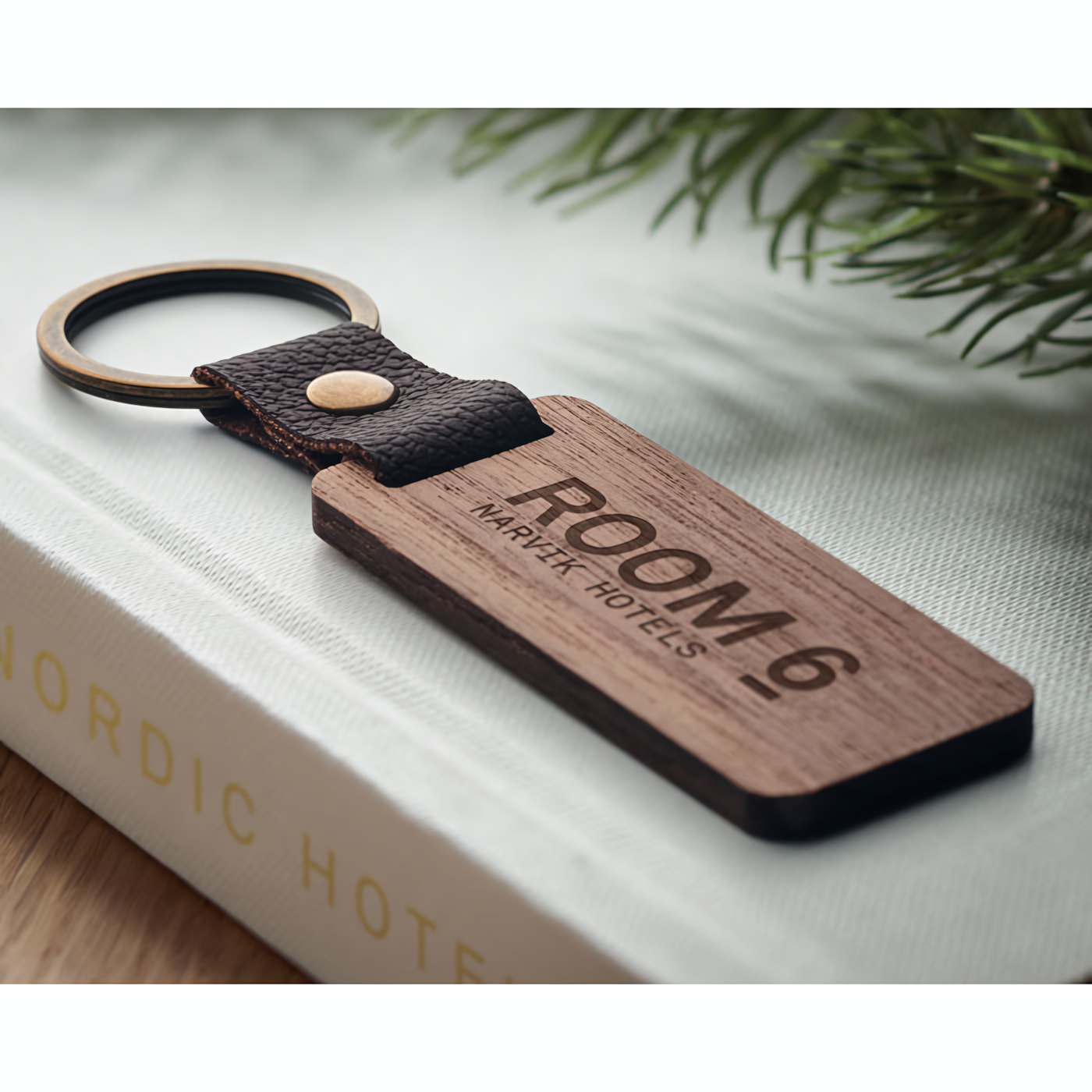 [ENGRAVABLE] Wood Leather Keychain